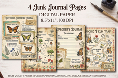 Wildflower meadow junk journal pages, scrapbooking papers Product Image 1