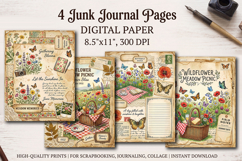 Wildflower meadow junk journal pages, scrapbooking papers Product Image 1