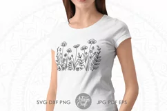 Wildflowers with Buttercup flowers as SVG cut files as digital download 