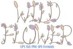 Wildflower PNG Font Floral Flowers Harvest ABC SVG Type by Squeeb Creative