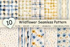 wildflower seamless pattern, cottagecore summer digital, wildflower scrapbook paper, blue yellow floral tile, wildflower pattern bundle, cottagecore floral tile, wildflower digital paper, blue floral scrapbook, wildflower watercolor paper, yellow floral p