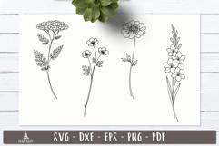 Wildflower Stem SVG Floral Line art Garden designs