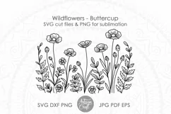 Wildflowers with Buttercup flowers as SVG cut files as digital download 