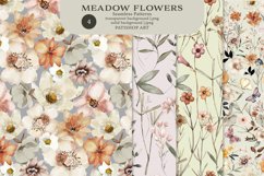Meadow Flowers Watercolor Digital Seamless Pattern Set Product Image 1