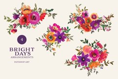 Watercolor Colorful Flowers Clipart Set Product Image 3