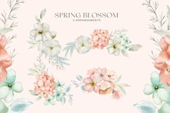 Spring Blossom Watercolor Peachy and Mint Flower Clipart Product Image 3