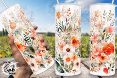 Wildflower Watercolor Painting PNG Tumbler Print Wrap Product Image 1