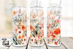 Wildflower Watercolor Painting PNG Tumbler Print Wrap Product Image 2