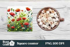 Flower square coaster | Wildflower coaster | Coaster love Product Image 1