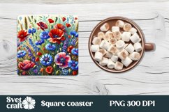 Flower square coaster | Wildflower coaster | Coaster love Product Image 1