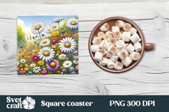 Flower square coaster | Wildflower coaster | Coaster love Product Image 1