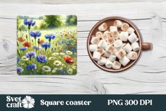 Flower square coaster | Wildflower coaster | Coaster love Product Image 1