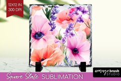 Wildflowers Slate PNG - Spring Flowers Square Slate Product Image 1
