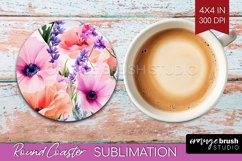 Wildflowers Round Coaster - Spring Flowers Coaster PNG Product Image 1