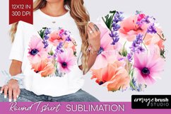 Wildflowers Round Tshirt Background - Spring Flowers PNG Product Image 1