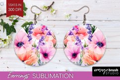 Wildflowers Round Earrings - Spring Flowers PNG Sublimation Product Image 1