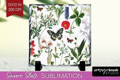 Wildflowers Slate PNG - Spring Flowers Square Slate Product Image 1