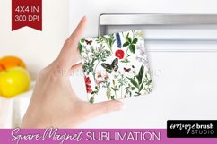 Wildflowers Magnet Sublimation - Spring Flowers Square PNG Product Image 1