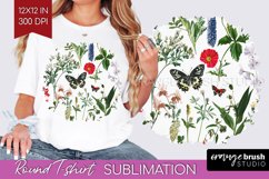 Wildflowers Round Tshirt Background - Spring Flowers PNG Product Image 1