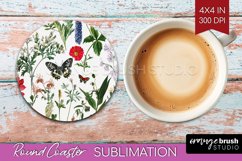 Wildflowers Round Coaster - Spring Flowers Coaster PNG Product Image 1
