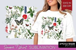 Wildflowers Square Tshirt Background - Spring Flowers PNG Product Image 1