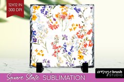 Wildflowers Slate PNG - Spring Flowers Square Slate Product Image 1