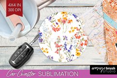 Wildflowers Car Coaster - Spring Flowers Coaster PNG Product Image 1
