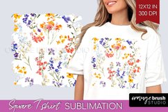 Wildflowers Square Tshirt Background - Spring Flowers PNG Product Image 1