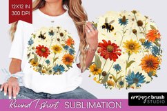 Wildflowers Round Tshirt Background - Spring Flowers PNG Product Image 1