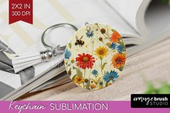 Wildflowers Keychain PNG - Spring Flowers Keychain Product Image 1