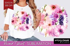 Wildflowers Round Tshirt Background - Spring Flowers PNG Product Image 1