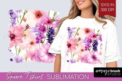 Wildflowers Square Tshirt Background - Spring Flowers PNG Product Image 1