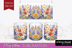 Wildflowers Mug Wrap - Spring Flowers Mug PNG Sublimation Product Image 1