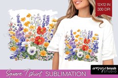 Wildflowers Square Tshirt Background - Spring Flowers PNG Product Image 1