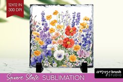 Wildflowers Slate PNG - Spring Flowers Square Slate Product Image 1