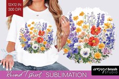 Wildflowers Round Tshirt Background - Spring Flowers PNG Product Image 1