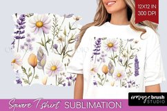 Wildflowers Square Tshirt Background - Spring Flowers PNG Product Image 1