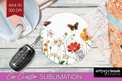 Wildflowers Car Coaster - Spring Flowers Coaster PNG Product Image 1
