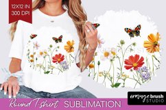 Wildflowers Round Tshirt Background - Spring Flowers PNG Product Image 1