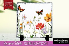 Wildflowers Slate PNG - Spring Flowers Square Slate Product Image 1