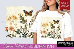 Wildflowers Square Tshirt Background - Spring Flowers PNG Product Image 1