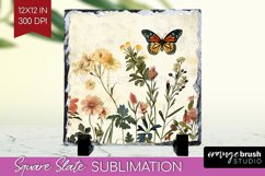 Wildflowers Slate PNG - Spring Flowers Square Slate Product Image 1