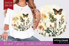 Wildflowers Round Tshirt Background - Spring Flowers PNG Product Image 1