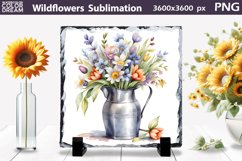 Watercolor Wildflowers Sublimation | Slate Sublimation Desig Product Image 1