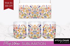 Wildflowers Mug Wrap - Spring Flowers Mug PNG Sublimation Product Image 1