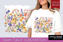 Wildflowers Square Tshirt Background - Spring Flowers PNG Product Image 1