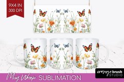 Wildflowers Mug Wrap - Spring Flowers Mug PNG Sublimation Product Image 1