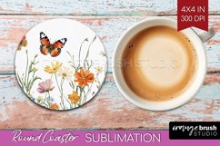 Wildflowers Round Coaster - Spring Flowers Coaster PNG Product Image 1