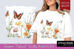 Wildflowers Square Tshirt Background - Spring Flowers PNG Product Image 1