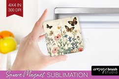 Wildflowers Magnet Sublimation - Spring Flowers Square PNG Product Image 1